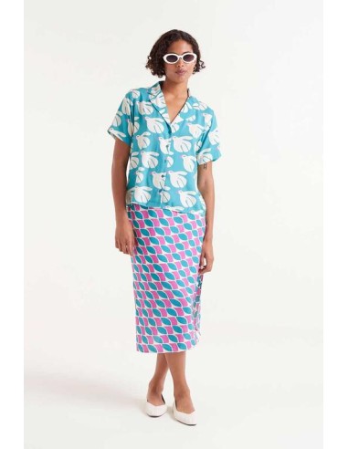 CAMISA RAYÓN,LENZING "ECOVERO"ESTAMPADO DOVE.