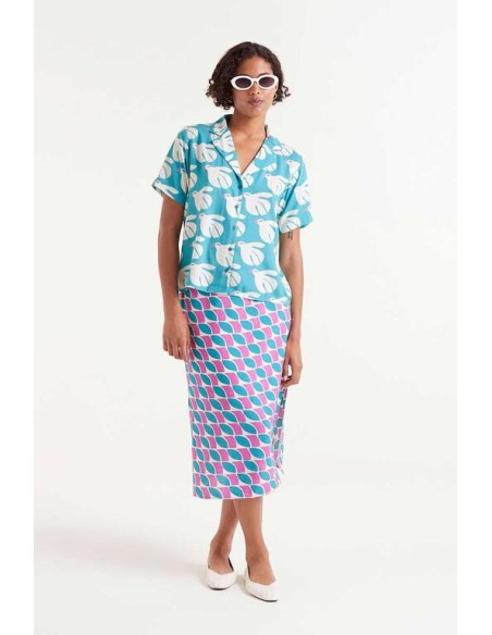 CAMISA RAYÓN,LENZING "ECOVERO"ESTAMPADO DOVE.