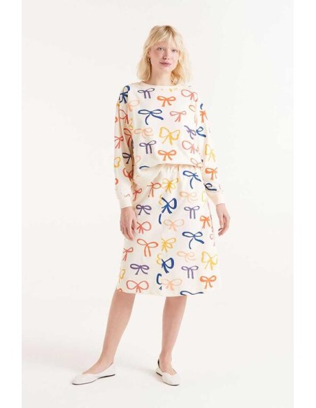 FALDA MIDI ESTAMPADO DE LAZOS.