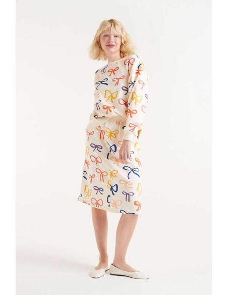 FALDA MIDI ESTAMPADO DE LAZOS.