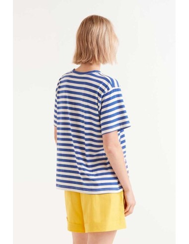 CAMISETA MANGA CORTA RAYAS AZULES.