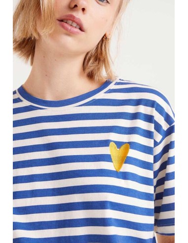 CAMISETA MANGA CORTA RAYAS AZULES.