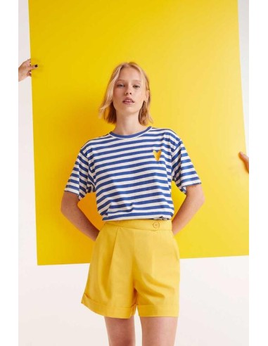 CAMISETA MANGA CORTA RAYAS AZULES.