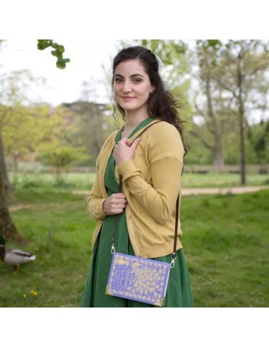 ORGULLO Y PREJUICIO,BOLSO LIBRO,BANDOLERA,MONEDERO,MORADO.