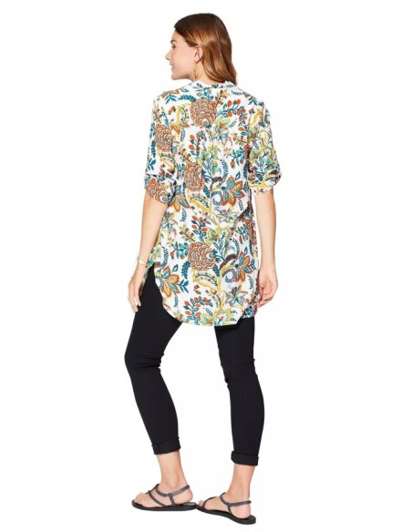 TÚNICA ESTAMPADA CON MANGA.