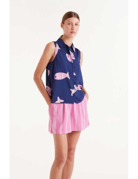 CAMISA RAYÓN LENZING "ECOVERO"CON ESTAMPADO EUREKA.