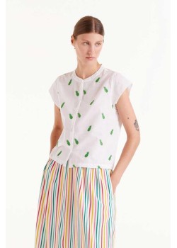 CAMISA CON ESTAMPADO PIÑAS,CUELLO MAO,M/CORTA. 2