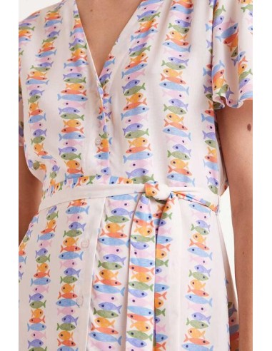 VESTIDO CORTO LENZING "ECOVERO" CON ESTAMPADO MARINA.