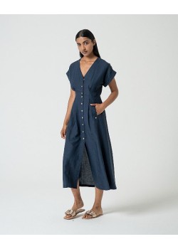 VESTIDO CAMISERO LARGO MIDI.