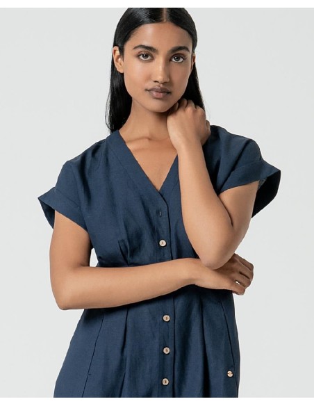 VESTIDO CAMISERO LARGO MIDI.