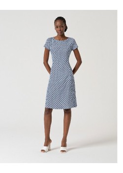 VESTIDO MIDI CON VUELO Y CUELLO BARCA.