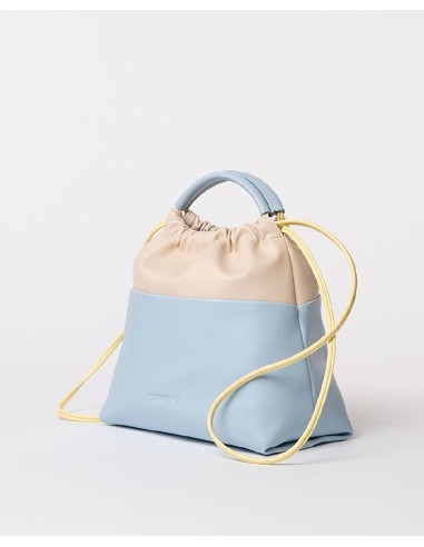 BOLSO FRUNCIDO BICOLOR CON ASA MULTIPOSICIÓN.