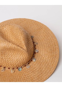 SOMBRERO EFECTO RAFIA CON DETALLE DE MONEDAS. 2