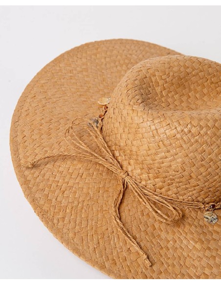 SOMBRERO EFECTO RAFIA CON DETALLE DE MONEDAS.
