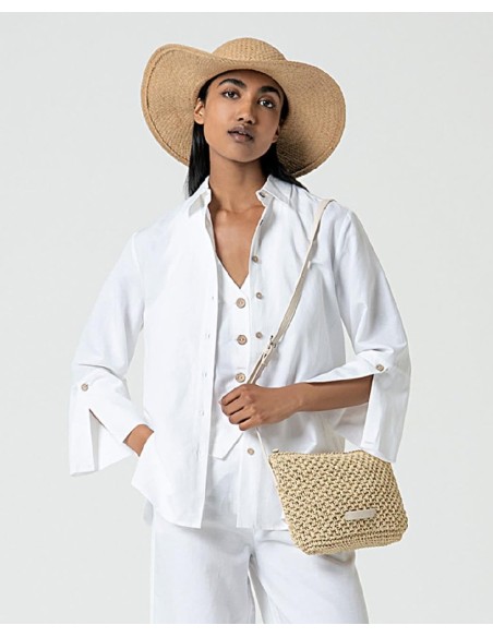 SOMBRERO EFECTO RAFIA CON DETALLE DE MONEDAS.