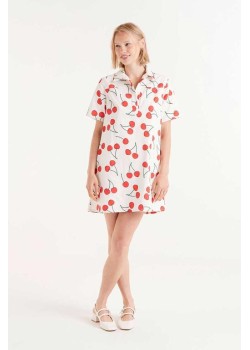 VESTIDO CORTO CON ESTAMPADO DE CEREZAS.