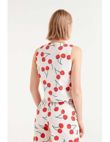 CHALECO CON ESTAMPADO DE CEREZAS.