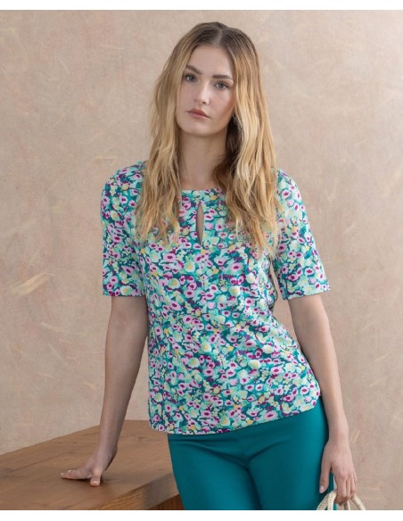 Camiseta escote barco manga al codo