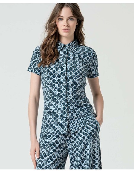 camisa manga corta azul