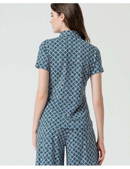 camisa manga corta azul