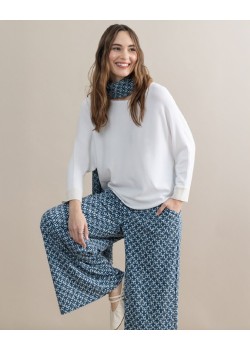 PANTALÓN CULOTTE ELÁSTICO ESTAMPADO AZUL. 2