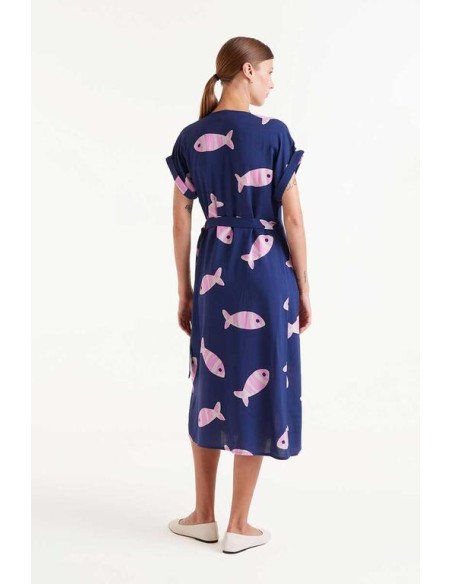 VESTIDO MIDI RAYÓN LENZING "ECOVERO" CON ESTAMPADO EUREKA.