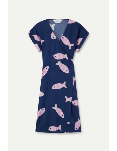 VESTIDO MIDI RAYÓN LENZING "ECOVERO" CON ESTAMPADO EUREKA.