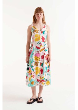 VESTIDO MIDI ESTAMPADO FLORAL NENUFAR.