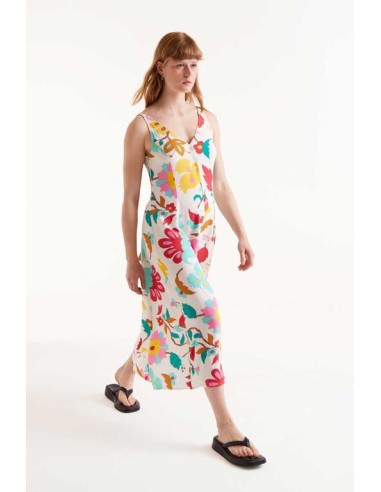 VESTIDO MIDI ESTAMPADO FLORAL NENUFAR.