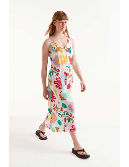 VESTIDO MIDI ESTAMPADO FLORAL NENUFAR.