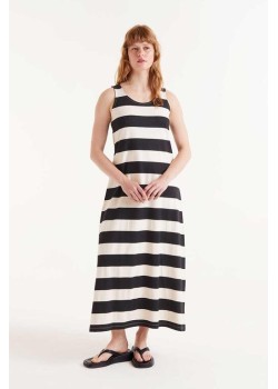 VESTIDO LARGO RAYAS NEGRAS.