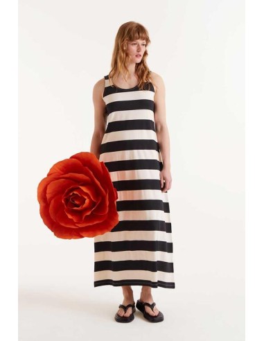 VESTIDO LARGO RAYAS NEGRAS.