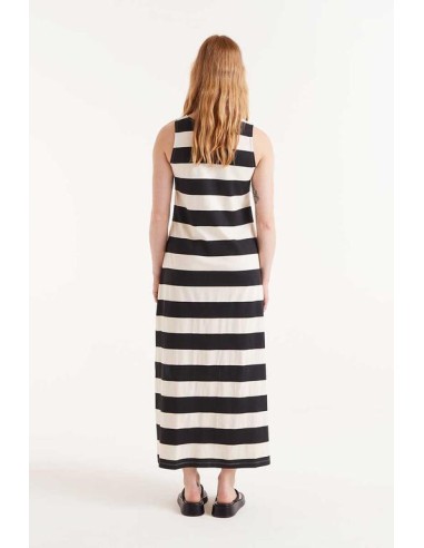 VESTIDO LARGO RAYAS NEGRAS.