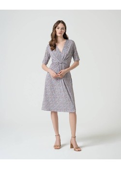 Vestido con detalle nudo en cinturilla Azul