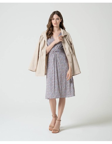 Vestido con detalle nudo en cinturilla Azul