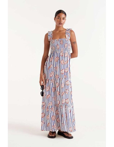 VESTIDO LARGA CON ESTAMPADO DE RAYAS NEMO. VESTIDO LARGA CON ESTAMPADO DE RAYAS NEMO.