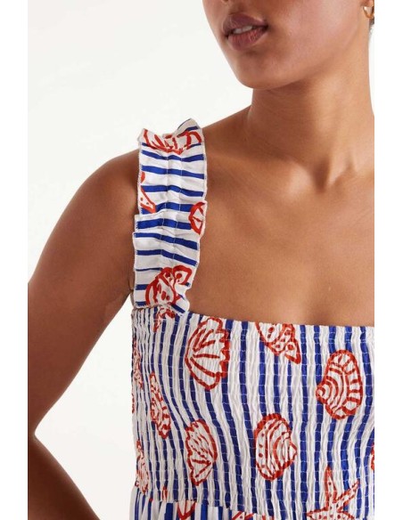 VESTIDO LARGA CON ESTAMPADO DE RAYAS NEMO. VESTIDO LARGA CON ESTAMPADO DE RAYAS NEMO.