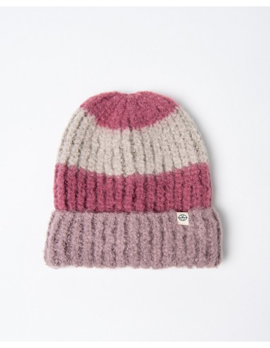 GORRO TRICOTADO CON VUELTA MODULABLE DE RAYAS.