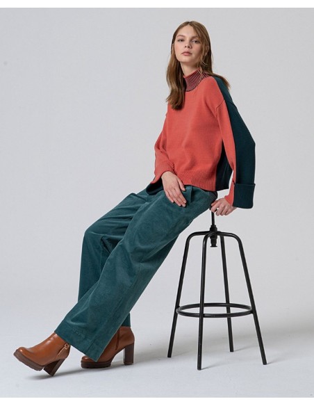 JERSEY BICOLOR CON CUELLO PERKINS ELÁSTICO.