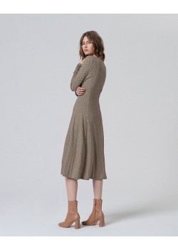 VESTIDO MIDI ELÁSTICO MICRO ESTAMPADO.