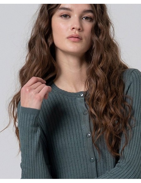 CHAQUETA AJUSTADA DE CANALÉ CUELLO REDONDO.