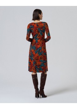 VESTIDO MIDI ESTAMPADO,ELÁSTICO CON CINTURA FRUNCIDA. 2