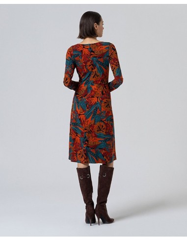 VESTIDO MIDI ESTAMPADO,ELÁSTICO CON CINTURA FRUNCIDA.