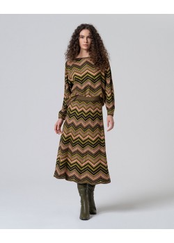 FALDA MIDI DE PUNTO ZIG-ZAG CON LUREX.