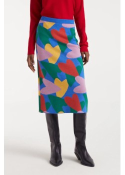 FALDA MIDI DE PUNTO CON ESTAMPADO CÚPIDO.