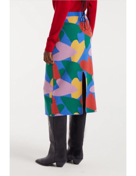 FALDA MIDI DE PUNTO CON ESTAMPADO CÚPIDO.