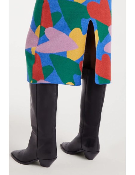 FALDA MIDI DE PUNTO CON ESTAMPADO CÚPIDO.