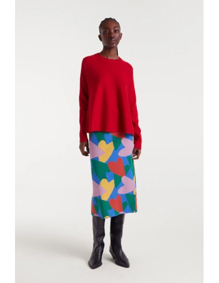 FALDA MIDI DE PUNTO CON ESTAMPADO CÚPIDO.