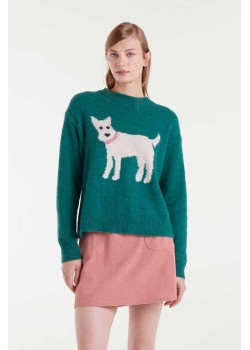 JERSEY DE PUNTO JACQUARD CON ESTAMPADO PERRO SCHNAUZER.