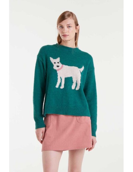 JERSEY DE PUNTO JACQUARD CON ESTAMPADO PERRO SCHNAUZER.